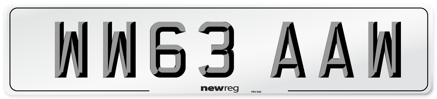 WW63 AAW Number Plate from New Reg